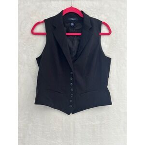Chaps Est 1978 Womens Black Tailored Button Front Vest Notched Lapel Size S